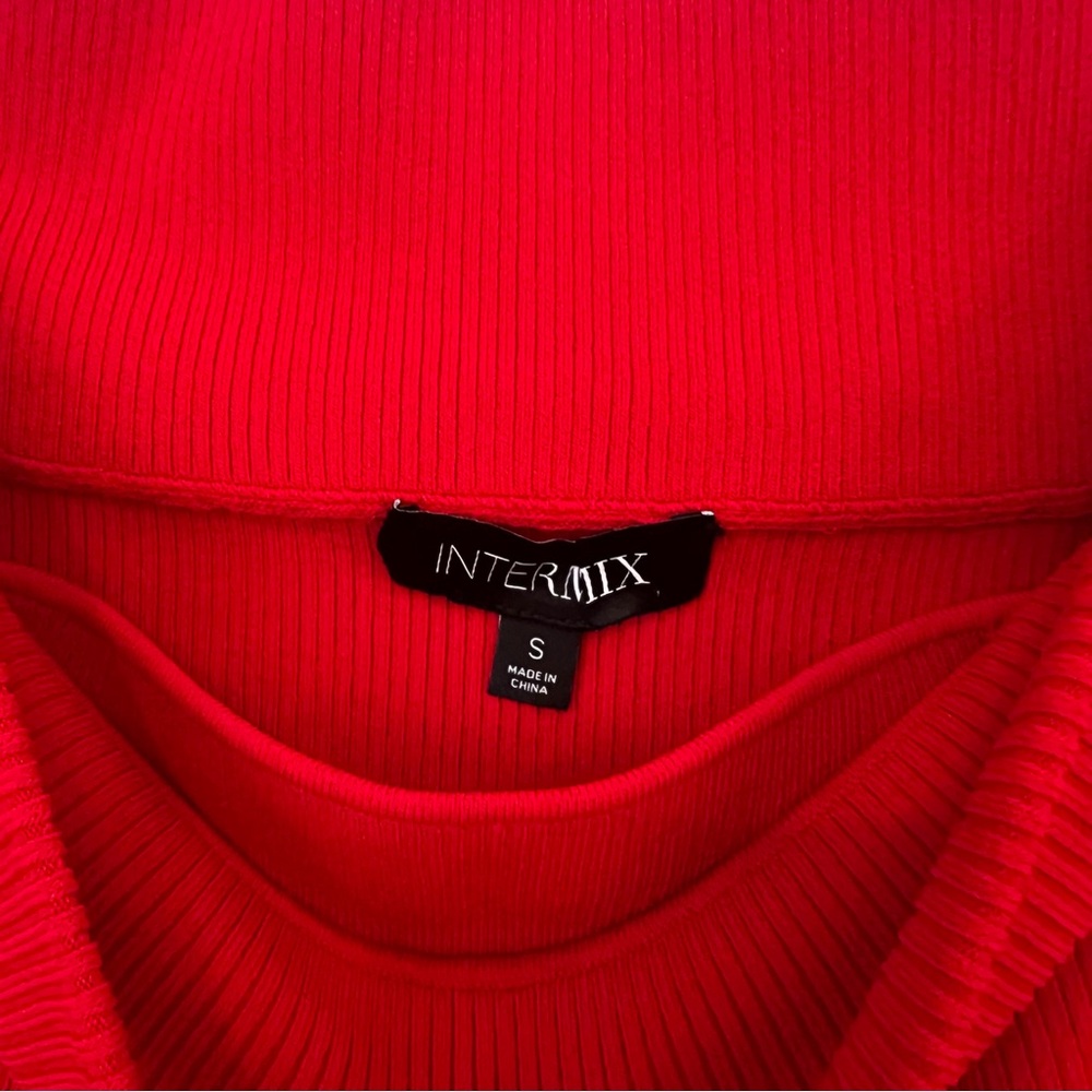 Intermix Alexia Off the Shoulder Red Ribbed Top - Picture 5 of 9